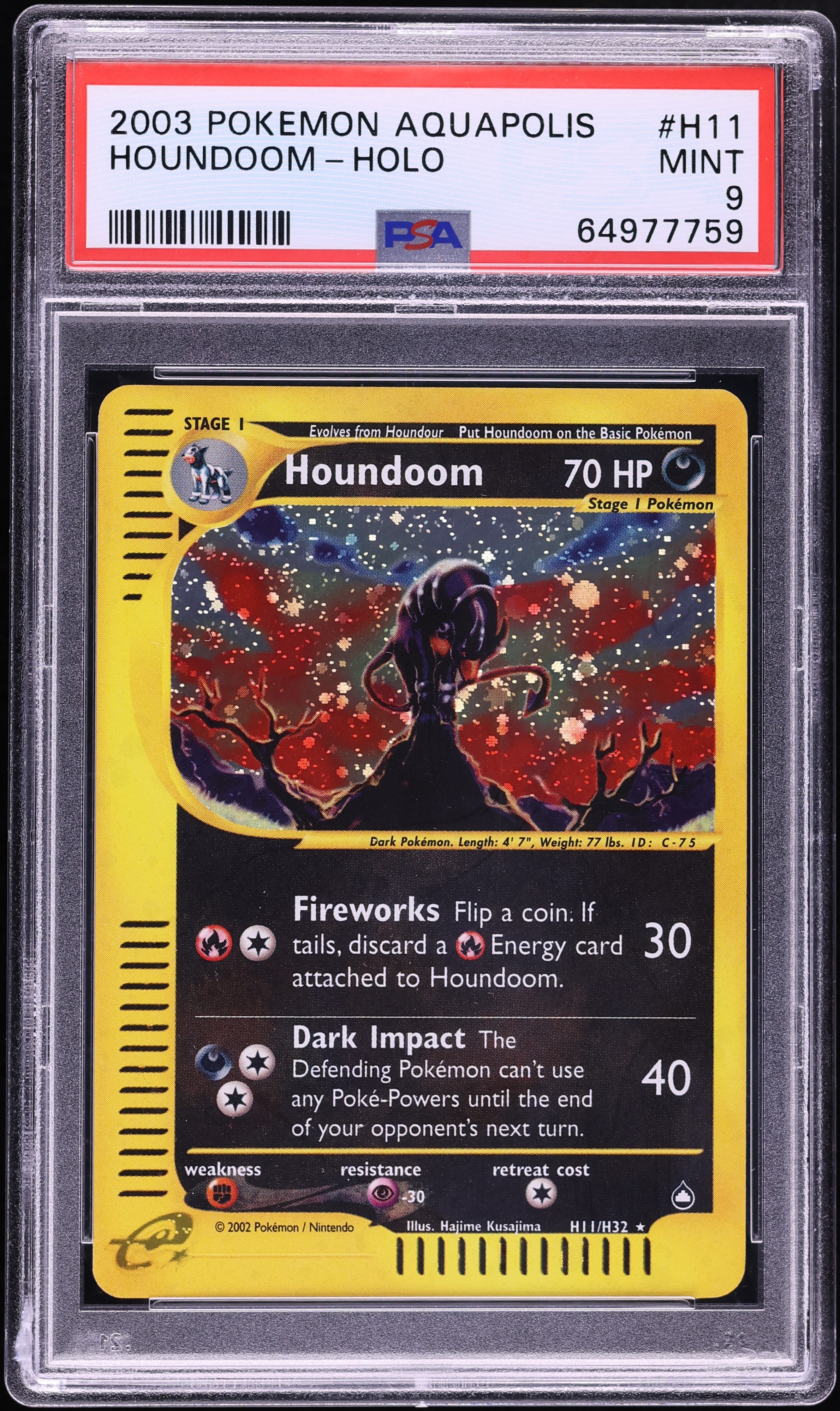 2003 Pokemon Aquapolis Holo Houndoom #H11 PSA 9 MINT