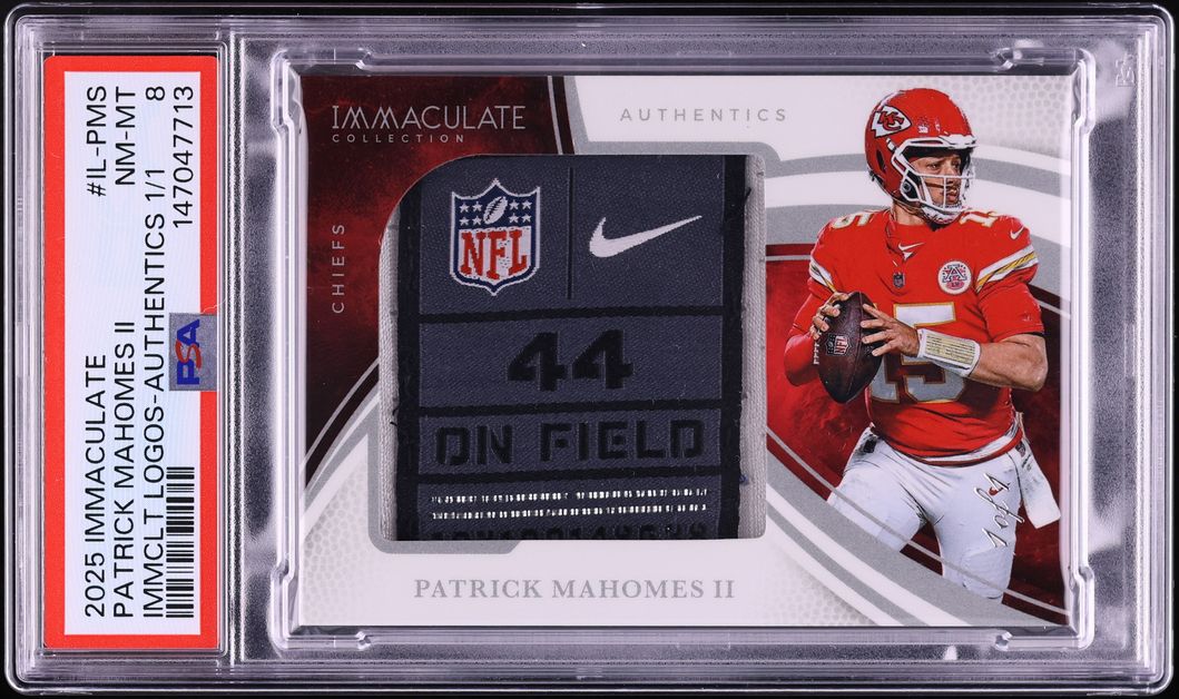 2025 Immaculate Collection Logos Patrick Mahomes II PATCH 1/1 #IL-PMS PSA 8 NM-MT