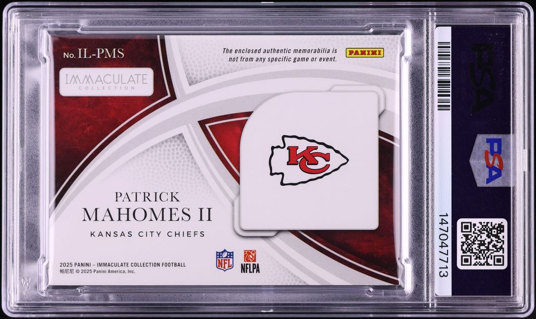 2025 Immaculate Collection Logos Patrick Mahomes II PATCH 1/1 #IL-PMS PSA 8 NM-MT