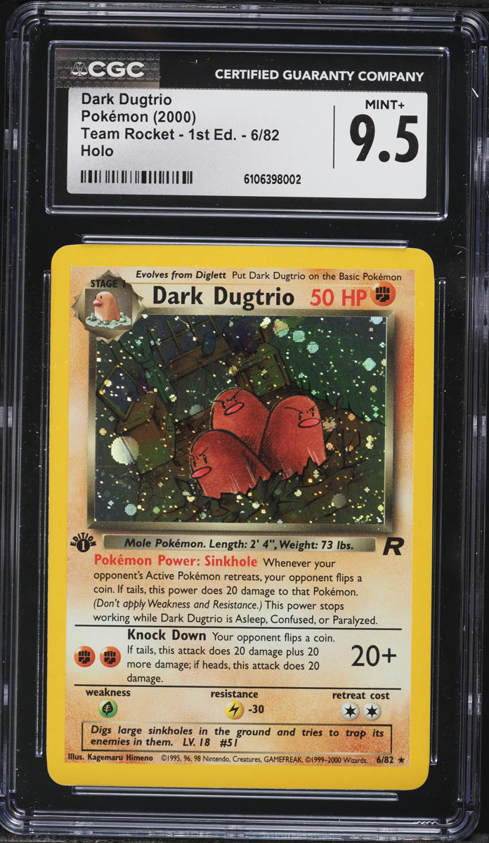 2000 Pokemon Team Rocket 1st Edition Holo Dark Dugtrio #6 CGC 9.5 MINT+