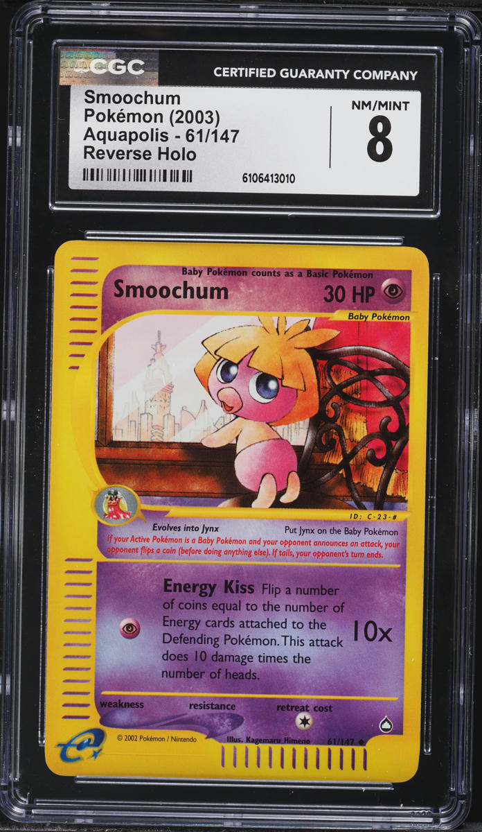 2003 Pokemon Aquapolis Reverse Holo Smoochum #61 CGC 8 NM-MT