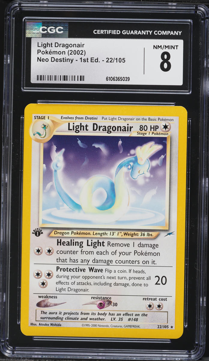 2002 Pokemon Neo Destiny 1st Edition Light Dragonair #22 CGC 8 NM-MT