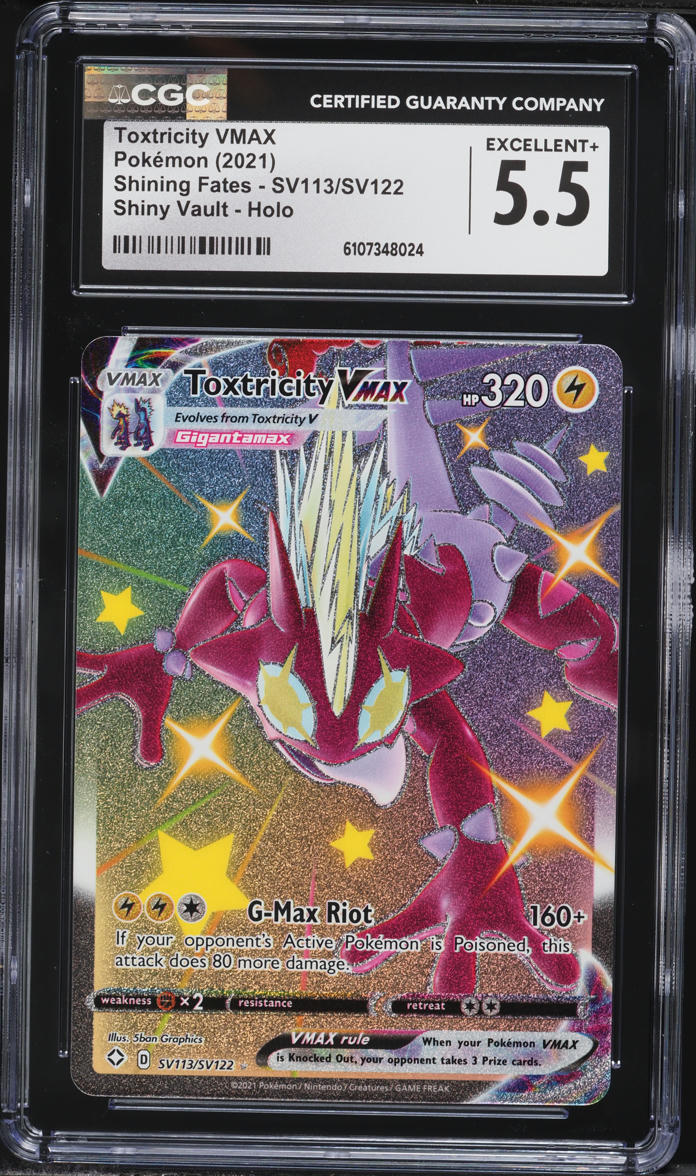 2021 Pokemon Sword & Shield Shining Fates Full Art Shiny Toxtricity VMAX #SV113 CGC 5.5 EX+