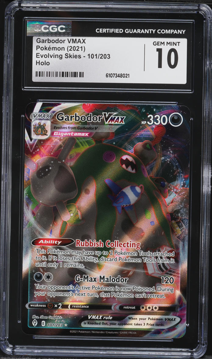 2021 Pokemon Sword & Shield Evolving Skies Full Art Garbodor VMAX #101 CGC 10 GEM MINT