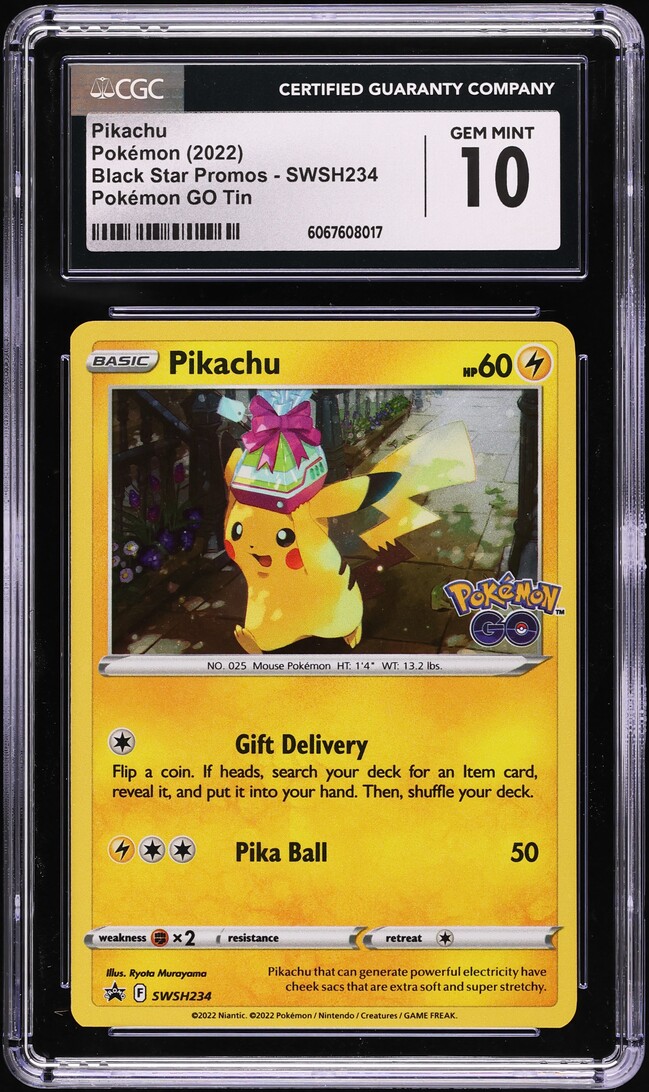 2022 Pokemon SWSH Black Star Promos Pokemon GO Tin Pikachu #234 CGC 10 GEM MINT - Main Image