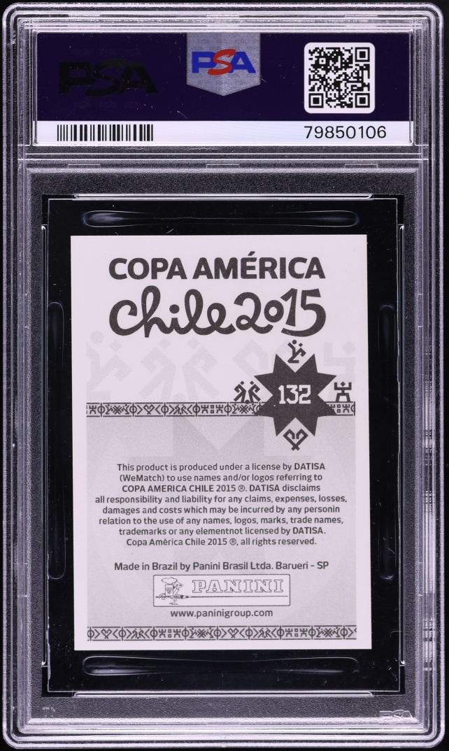 2015 Panini Copa America Stickers Lionel Messi AUTO DNA 10 #132 PSA AUTH - Photo 2