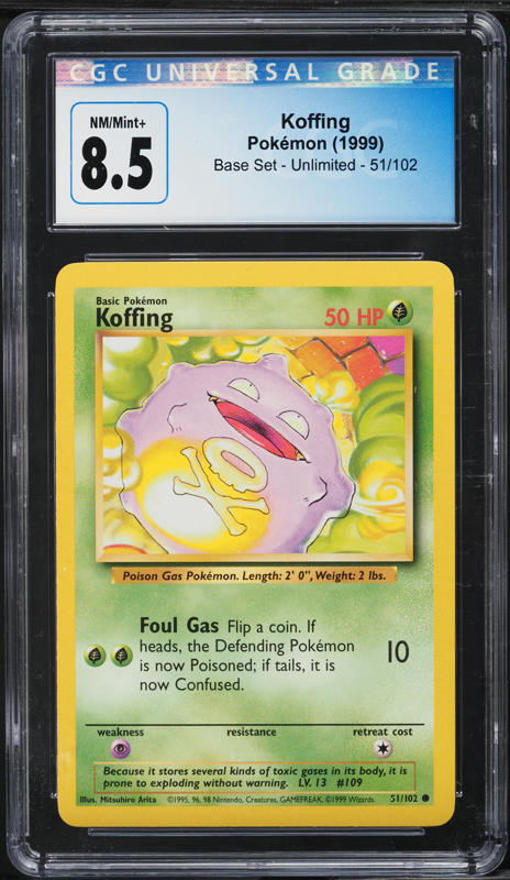 1999 Pokemon Base Set Shadowless 1st Edition Koffing #51 PSA