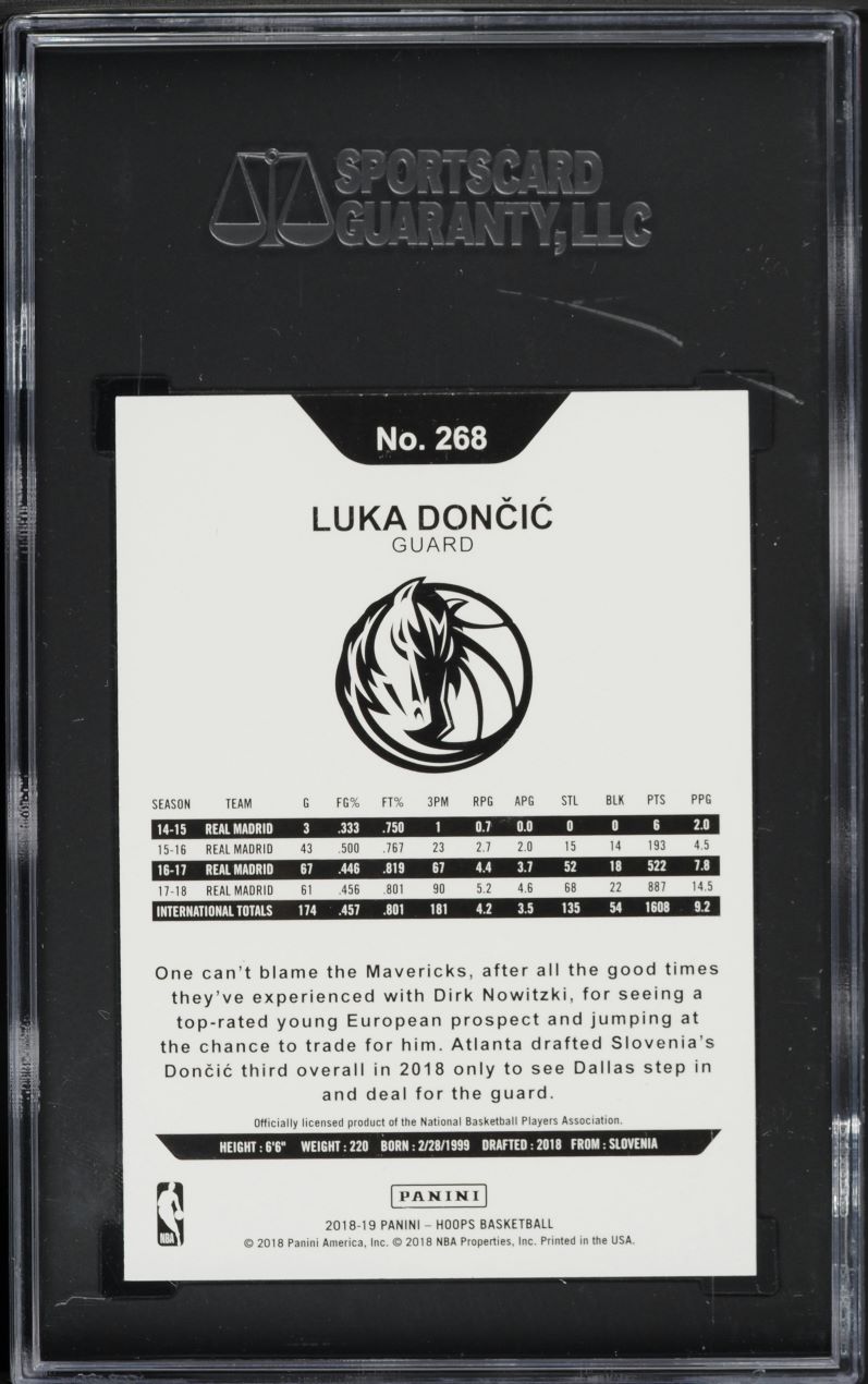 2018 Hoops Luka Doncic ROOKIE #268 SGC 10 GEM MINT