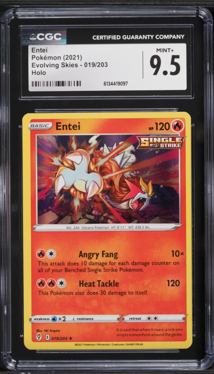 2021 Pokemon Sword & Shield Evolving Skies Holo Entei #19 CGC 9.5 MINT+