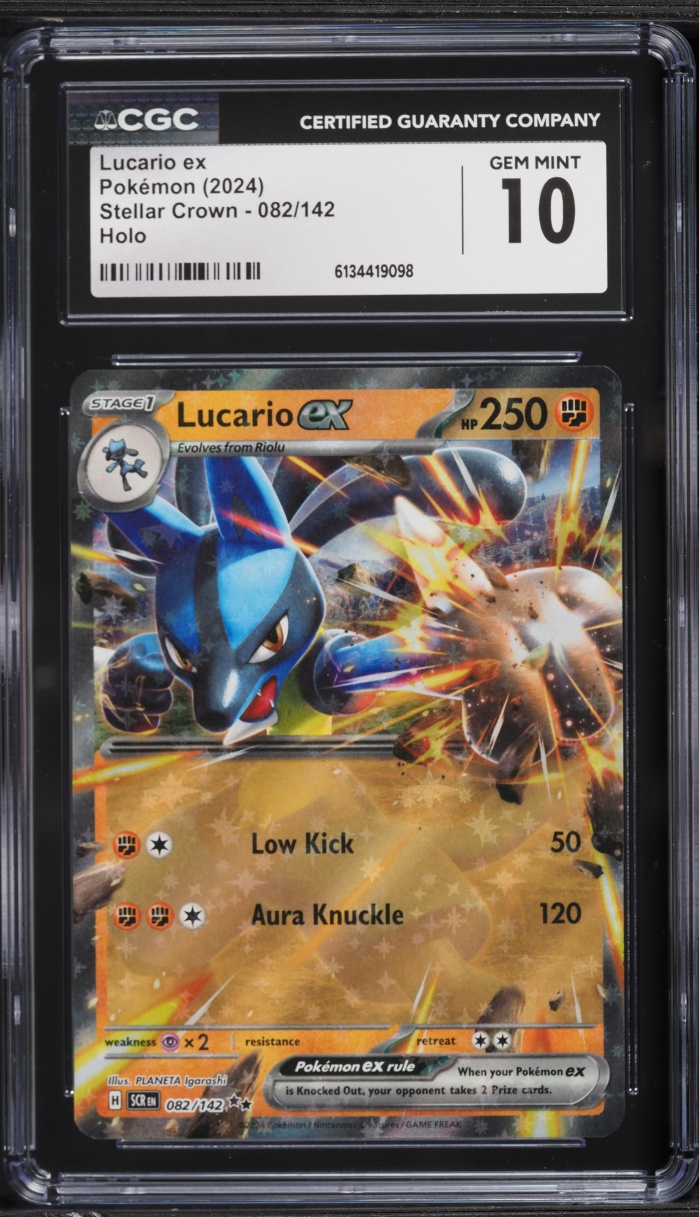 2024 Pokemon Scarlet & Violet Stellar Crown Holo Lucario ex #82 CGC 10 GEM MINT