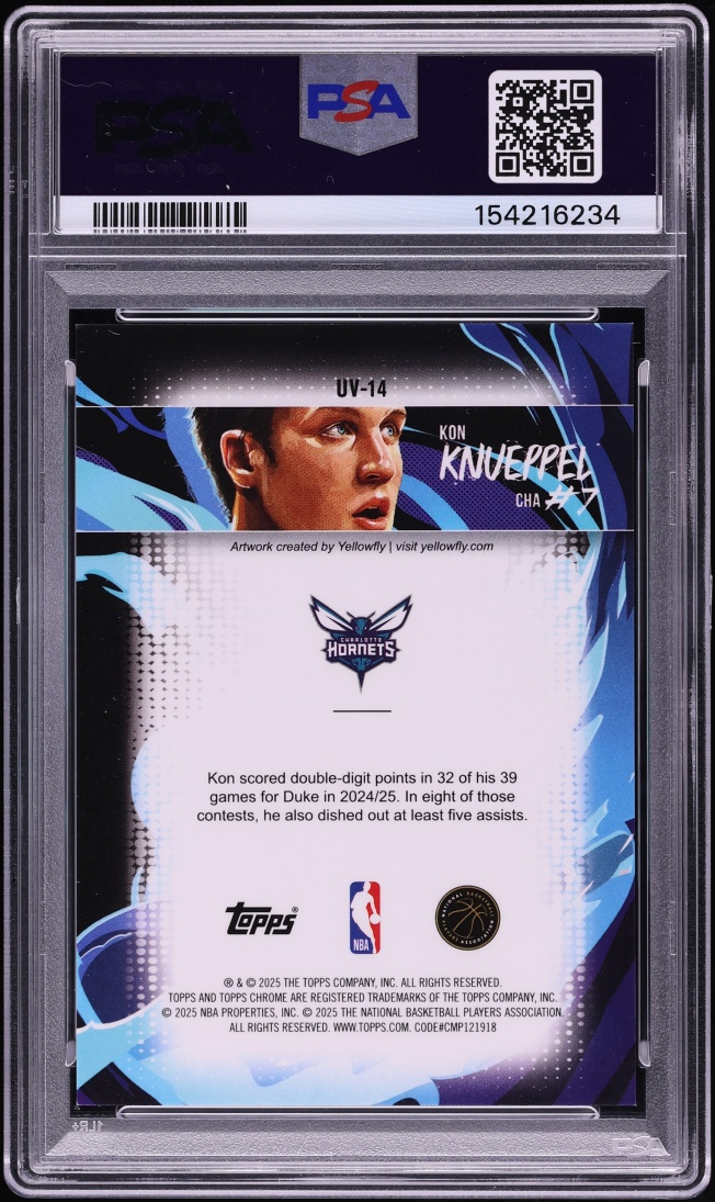2025 Topps Chrome Ultra Violet Kon Knueppel ROOKIE #UV-14 PSA 8 NM-MT