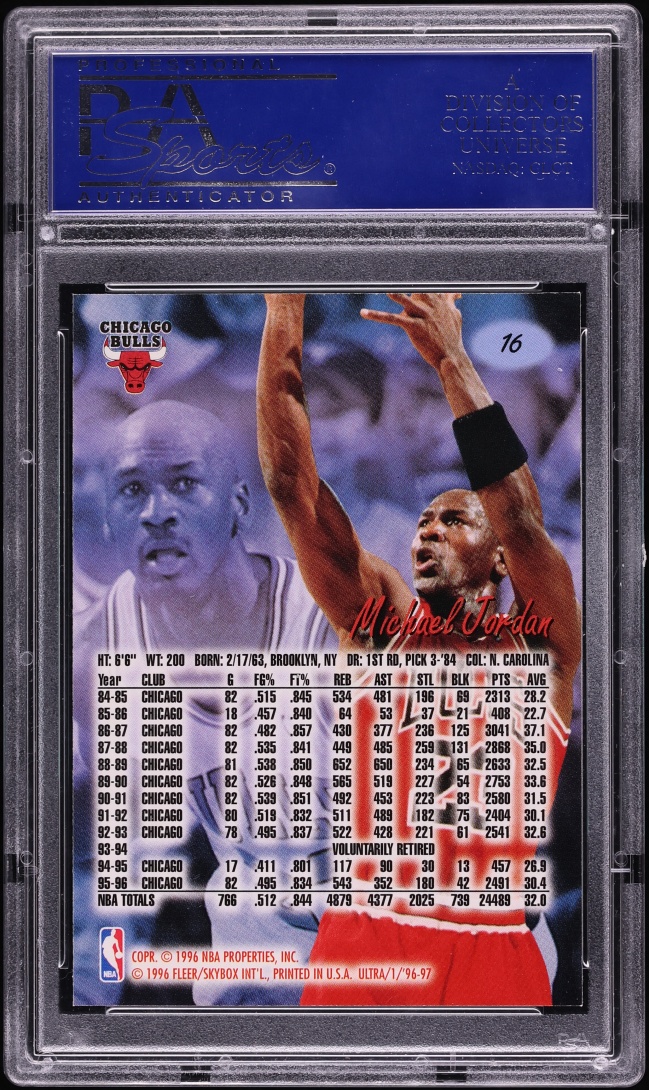 1996 Ultra Basketball Michael Jordan #16 PSA 10 GEM MINT