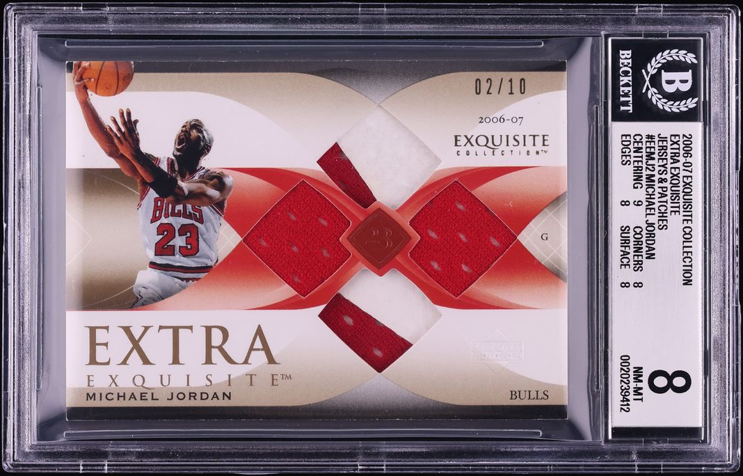 2006 Exquisite Collection Extra Exquisite Jerseys Michael Jordan PATCH /10 #EE-MJ2 BGS 8 NM-MT