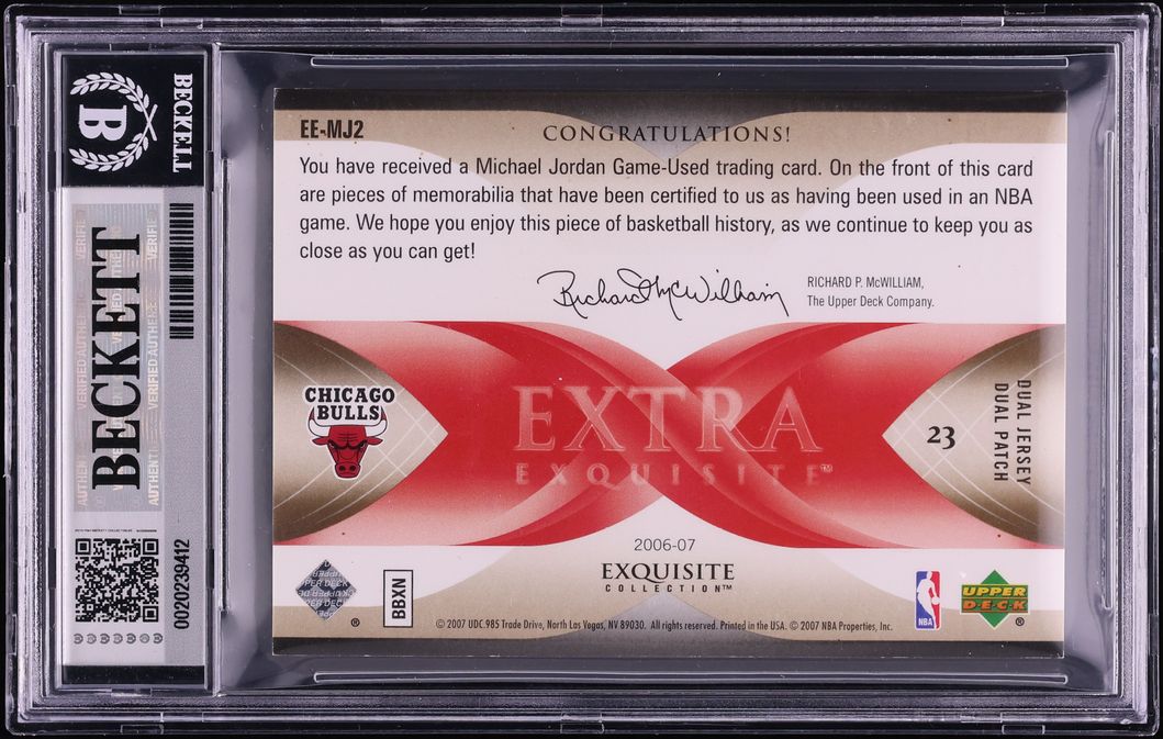 2006 Exquisite Collection Extra Exquisite Jerseys Michael Jordan PATCH /10 #EE-MJ2 BGS 8 NM-MT