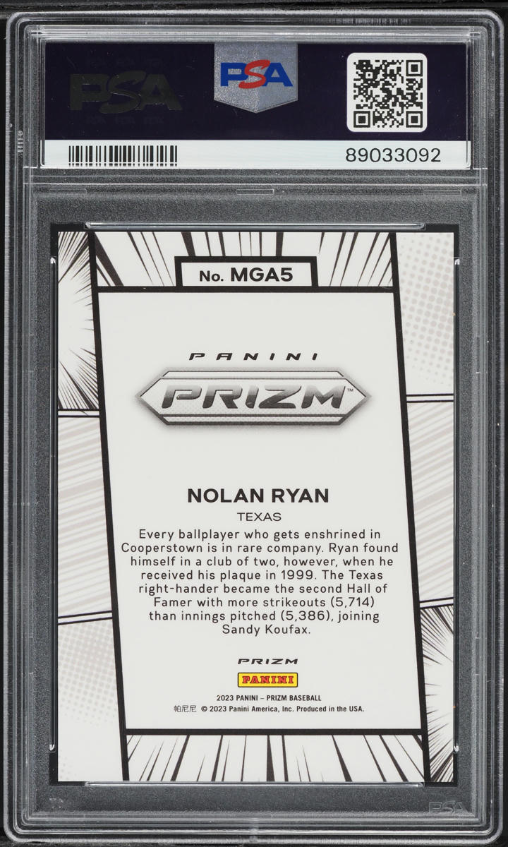 2023 Panini Prizm Manga Nolan Ryan #MGA5 PSA 9 MINT