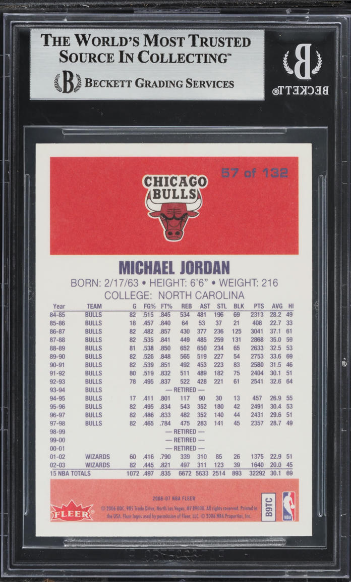 2006 Fleer '86 20th Anniversary Michael Jordan #57 BGS 9 MINT