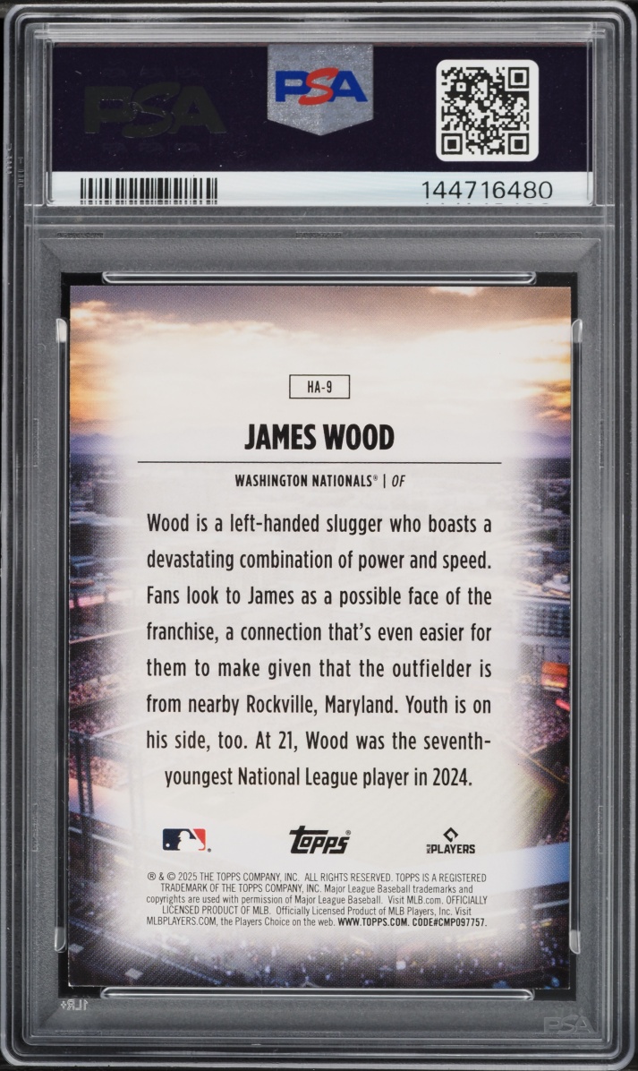 2025 Topps Home Field Advantage James Wood ROOKIE #HA-9 PSA 9 MINT
