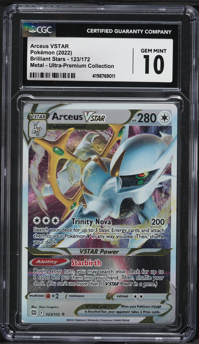 2022 Pokemon SWSH Brilliant Stars Metal Ultra Premium Arceus VSTAR #123 CGC 10