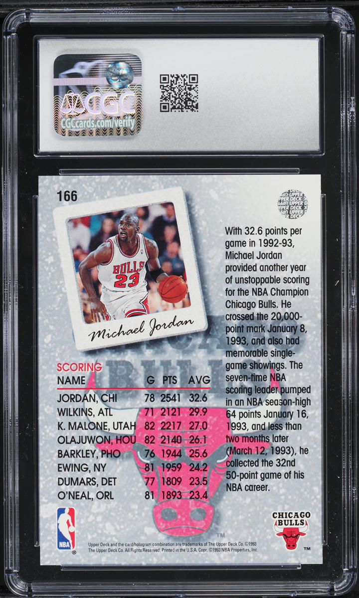 1993 Upper Deck Basketball Michael Jordan #166 CGC 9 MINT