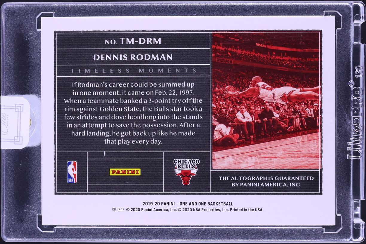 2019 Panini One And One Timeless Moments Gold Dennis Rodman AUTO 1/10 #TM-DRM