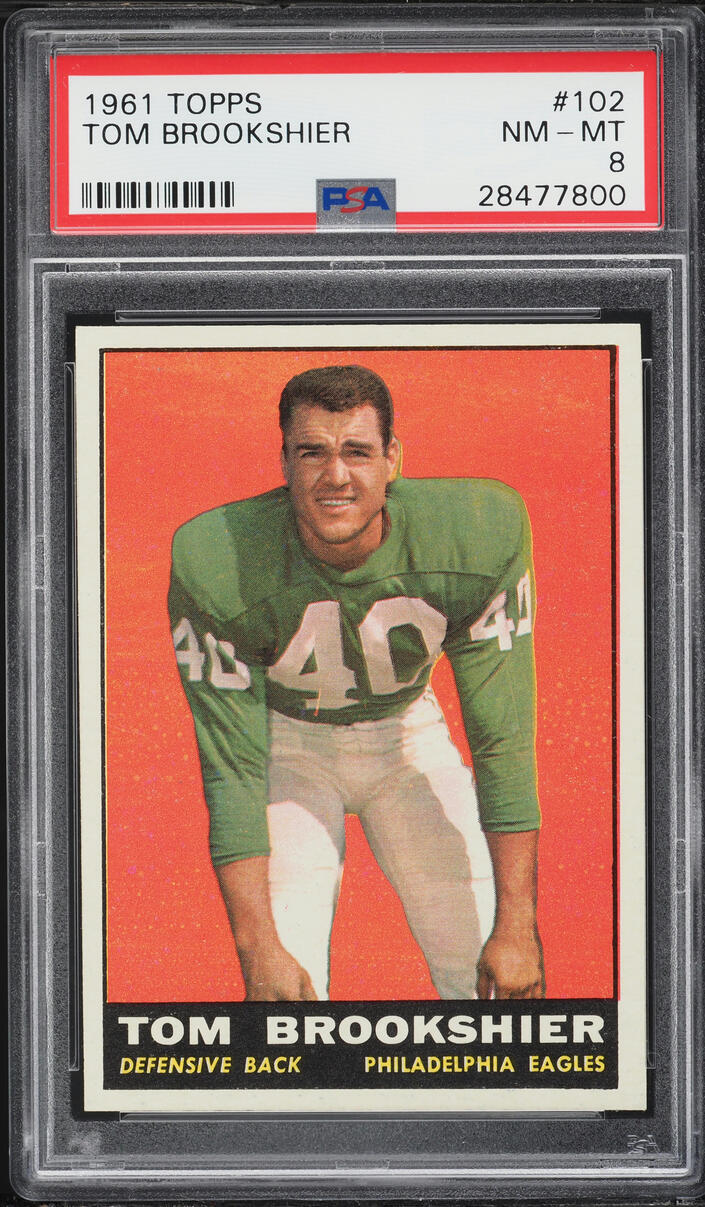 1961 Topps Football Tom Brookshier #102 PSA 8 NM-MT