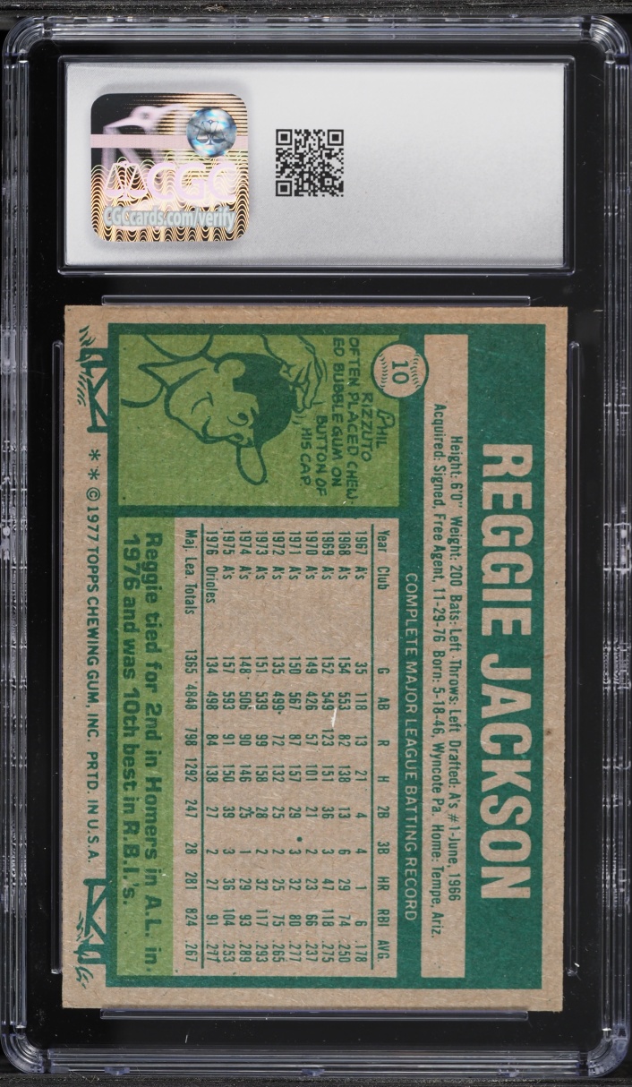 1977 Topps Reggie Jackson #10 CGC 7.5 NRMT+