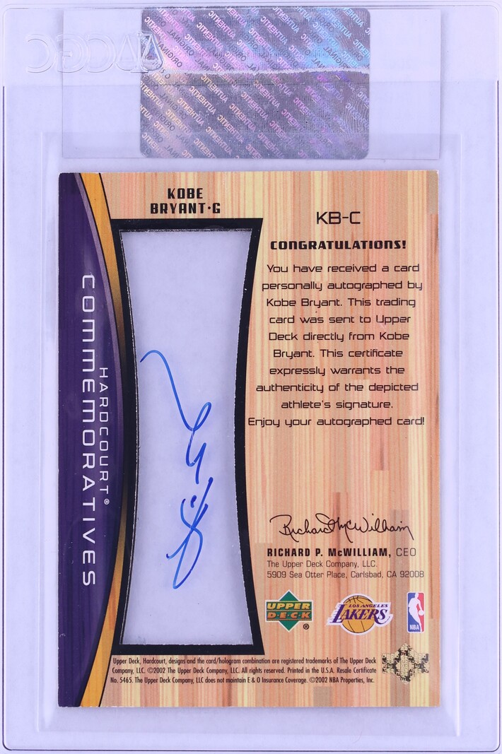 2002 Upper Deck Hardcourt Kobe Bryant AUTO #KB-C CGC ALTERED AUTH