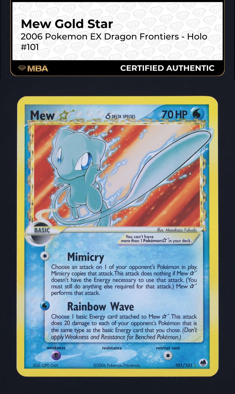 2006 Pokemon EX Dragon Frontiers Holo Mew Gold Star #101 MBA AUTH on ...