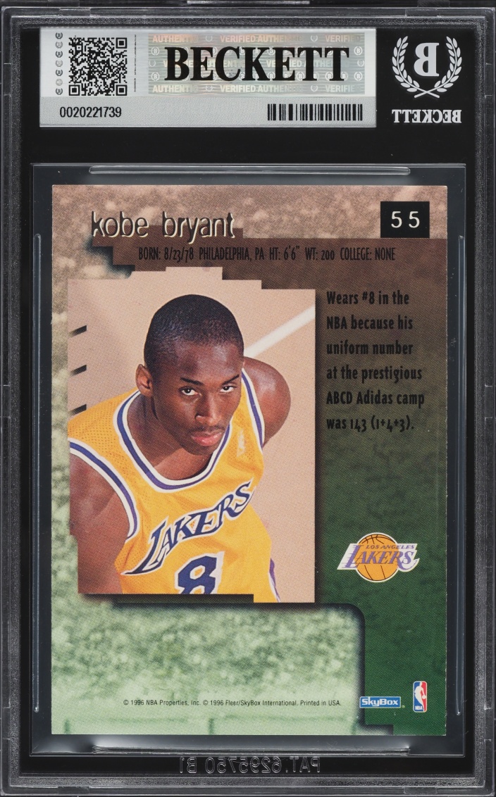 1996 Skybox Premium Rubies Kobe Bryant ROOKIE #55 BGS 8 NM-MT