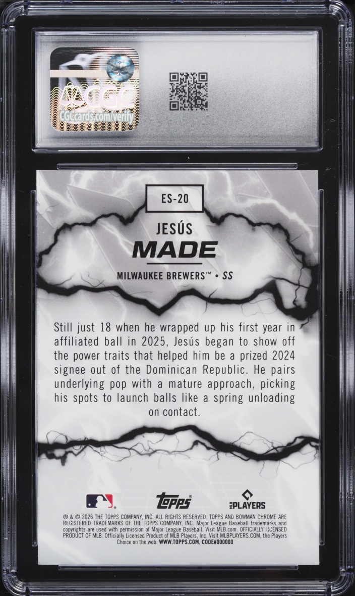 2026 Bowman Chrome Electric Sluggers Jesus Made PROSPECT #ES-20 CGC 8 NM-MT