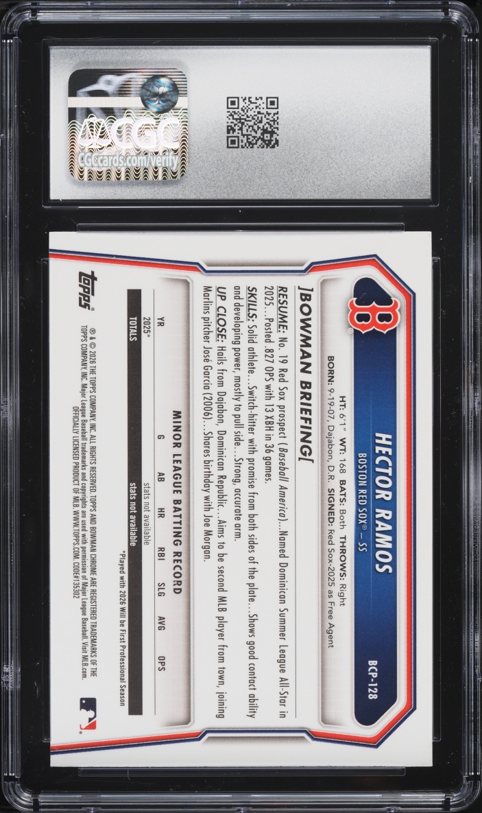2026 Bowman Chrome Reptilian Refractor Hector Ramos PROSPECT #BCP-128 CGC 9 MINT