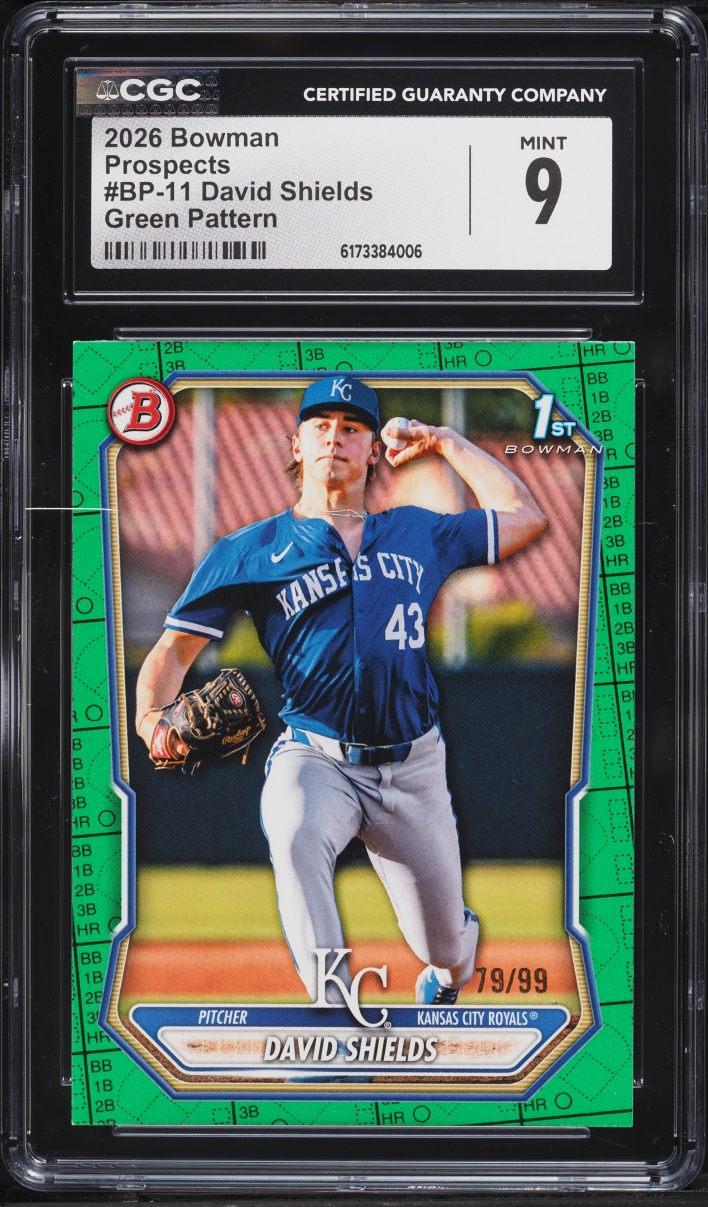 2026 Bowman Green Pattern David Shields PROSPECT /99 #BP-11 CGC 9 MINT