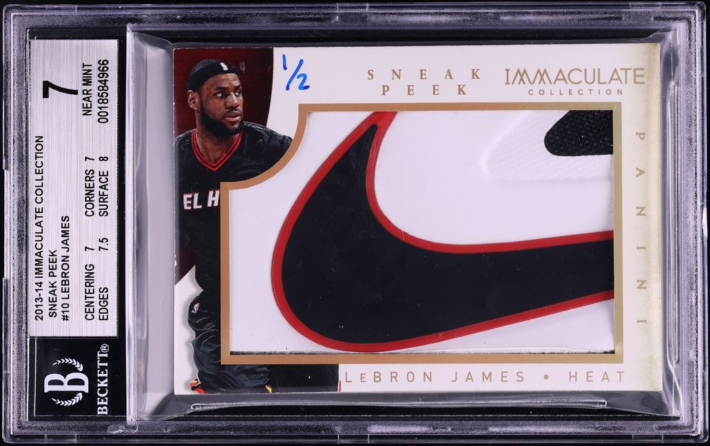 2013 Immaculate Collection Sneak Peek LeBron James NIKE LOGO PATCH 1/2 #10 BGS 7 NRMT