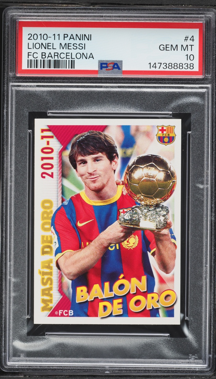 2010 Panini FC Barcelona Balon De Oro W/ Lionel Messi #4 PSA 10 GEM MINT