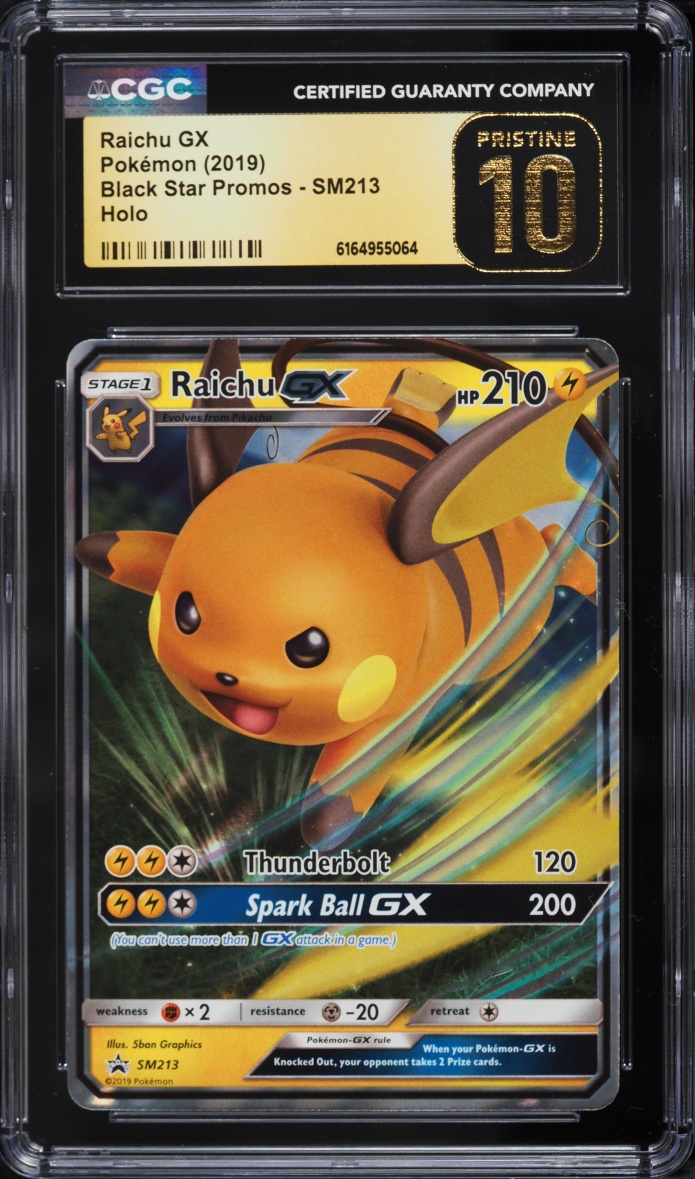 2019 Pokemon Sun & Moon Promo Hidden Fates Holo Raichu GX #SM213 CGC 10 PRISTINE