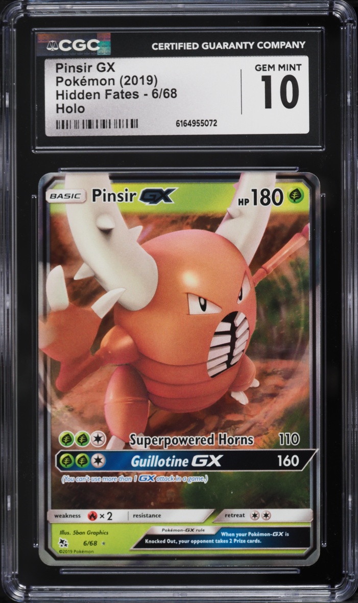 2019 Pokemon Scarlet & Violet Hidden Fates Pinsir GX #6 CGC 10 GEM MINT