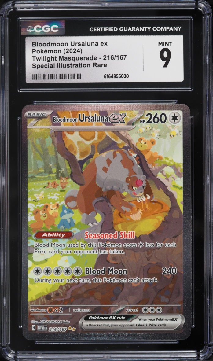 2024 Pokemon Scarlet & Violet Twilight Masquerade SIR Bloodmoon Ursaluna EX #216 CGC 9 MINT