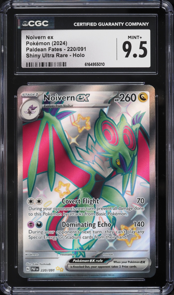 2024 Pokemon Scarlet & Violet Paldean Fates Full Art Noivern Ex #220 CGC 9.5 MINT+