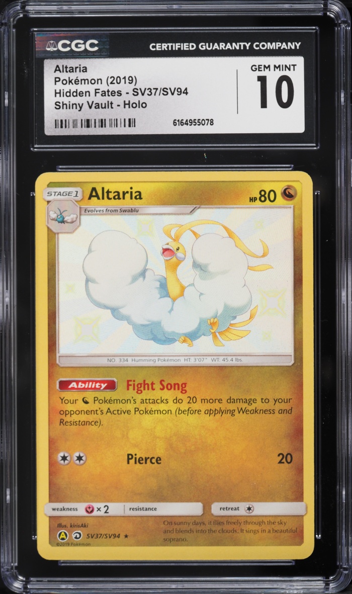 2019 Pokemon Sun & Moon Hidden Fates Shiny Altaria #SV37 CGC 10 GEM MINT