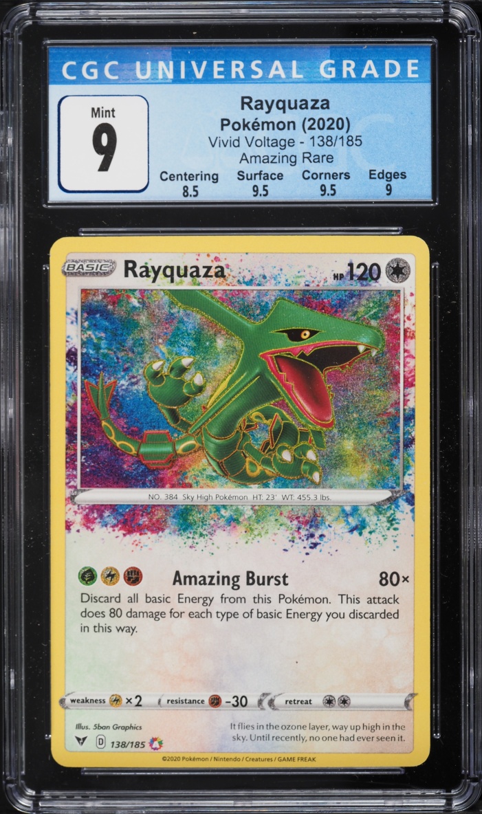 2020 Pokemon Sword & Shield Vivid Voltage Amazing Rare Rayquaza #138 CGC 9 MINT