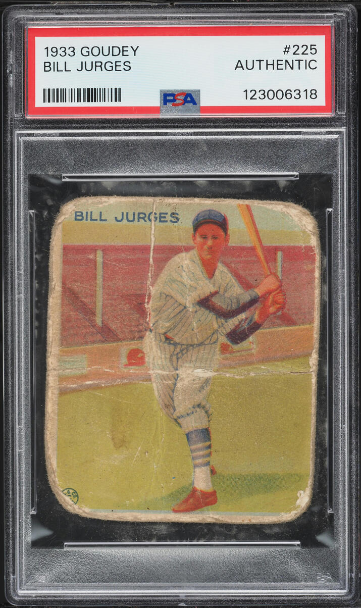 1933 Goudey Bill Jurges #225 PSA AUTH