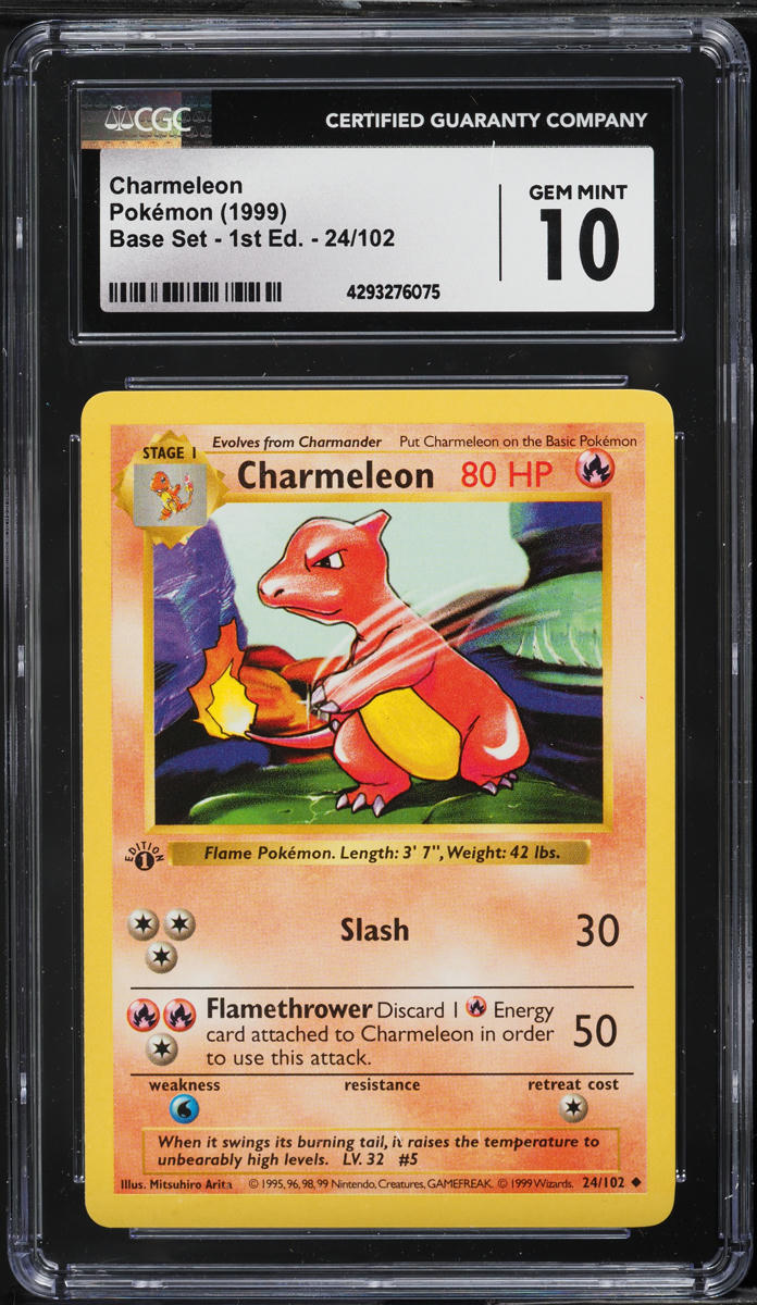 1999 Pokemon Base Set Shadowless 1st Edition Charmeleon #24 CGC 10 GEM MINT