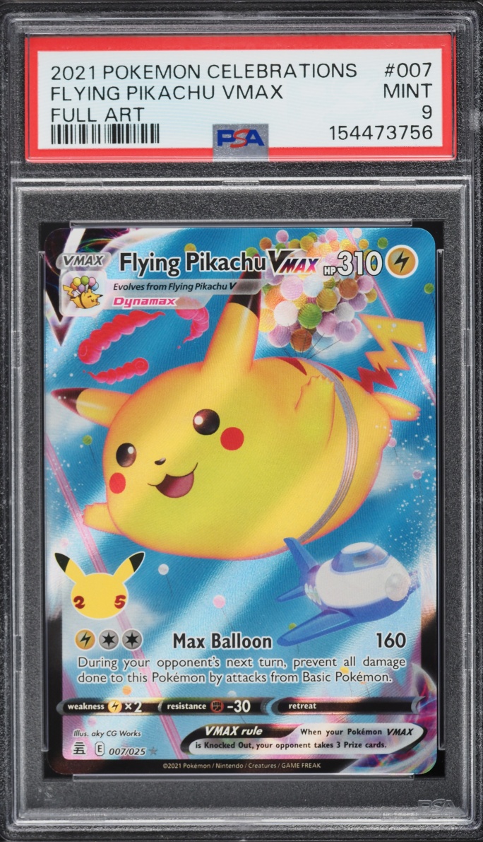 2021 Pokemon Sword & Shield Celebrations Full Art Flying Pikachu VMAX #7 PSA 9 MINT