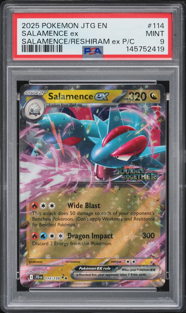 2025 Pokemon SV Journey Together Reshiram Ex Premium Collection Salamence Ex #114 PSA 9 MINT