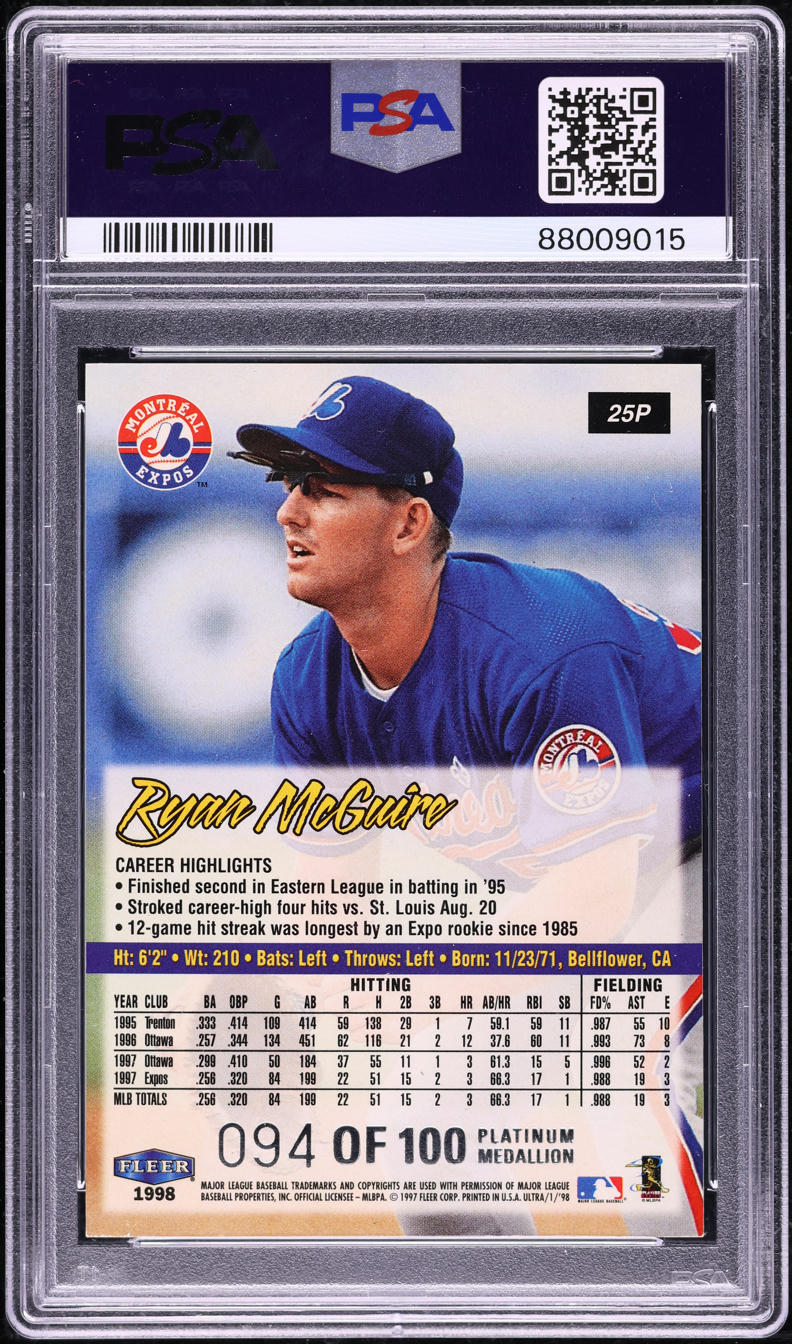 1998 Ultra Platinum Medallion Ryan McGuire /100 #25P PSA 7 NRMT