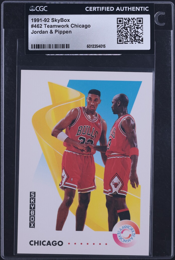 1991 Skybox Teamwork Chicago Michael Jordan Scottie Pippen #462 CGC AUTH