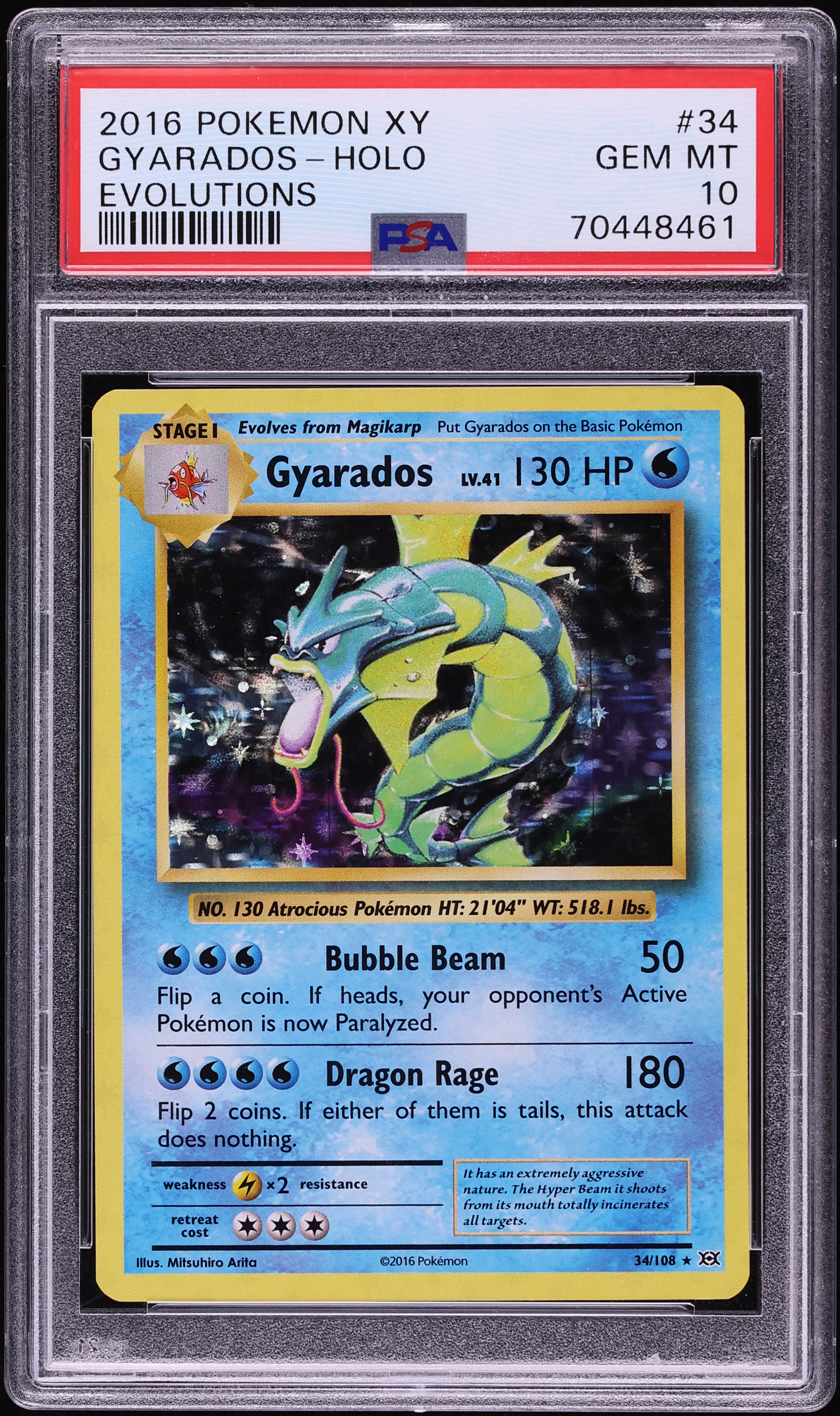 2016 Pokemon XY Evolutions Holo Gyarados #34 PSA 10 GEM MINT