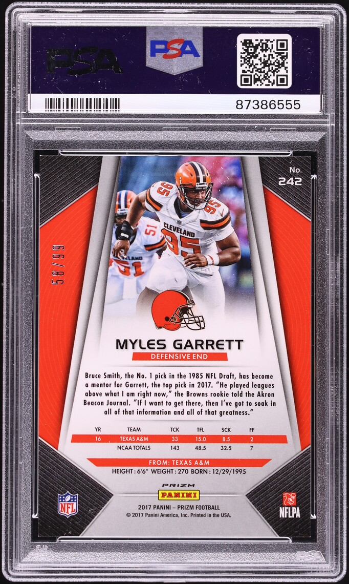 2017 Panini Prizm Green Scope Myles Garrett ROOKIE /99 #242 PSA 10 GEM MINT