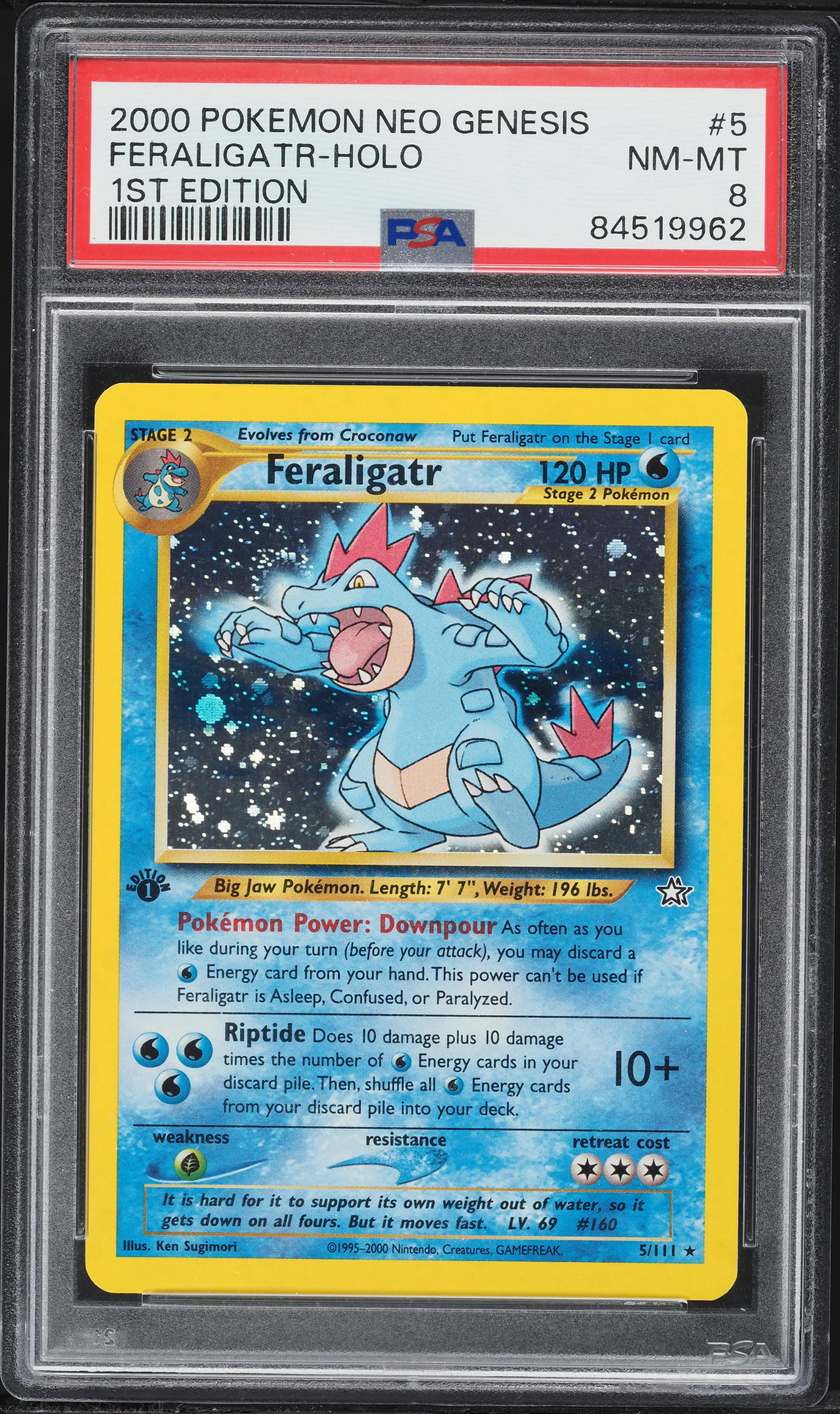 2000 Pokemon Neo Genesis 1st Edition Holo Feraligatr #5 PSA 8 NM-MT