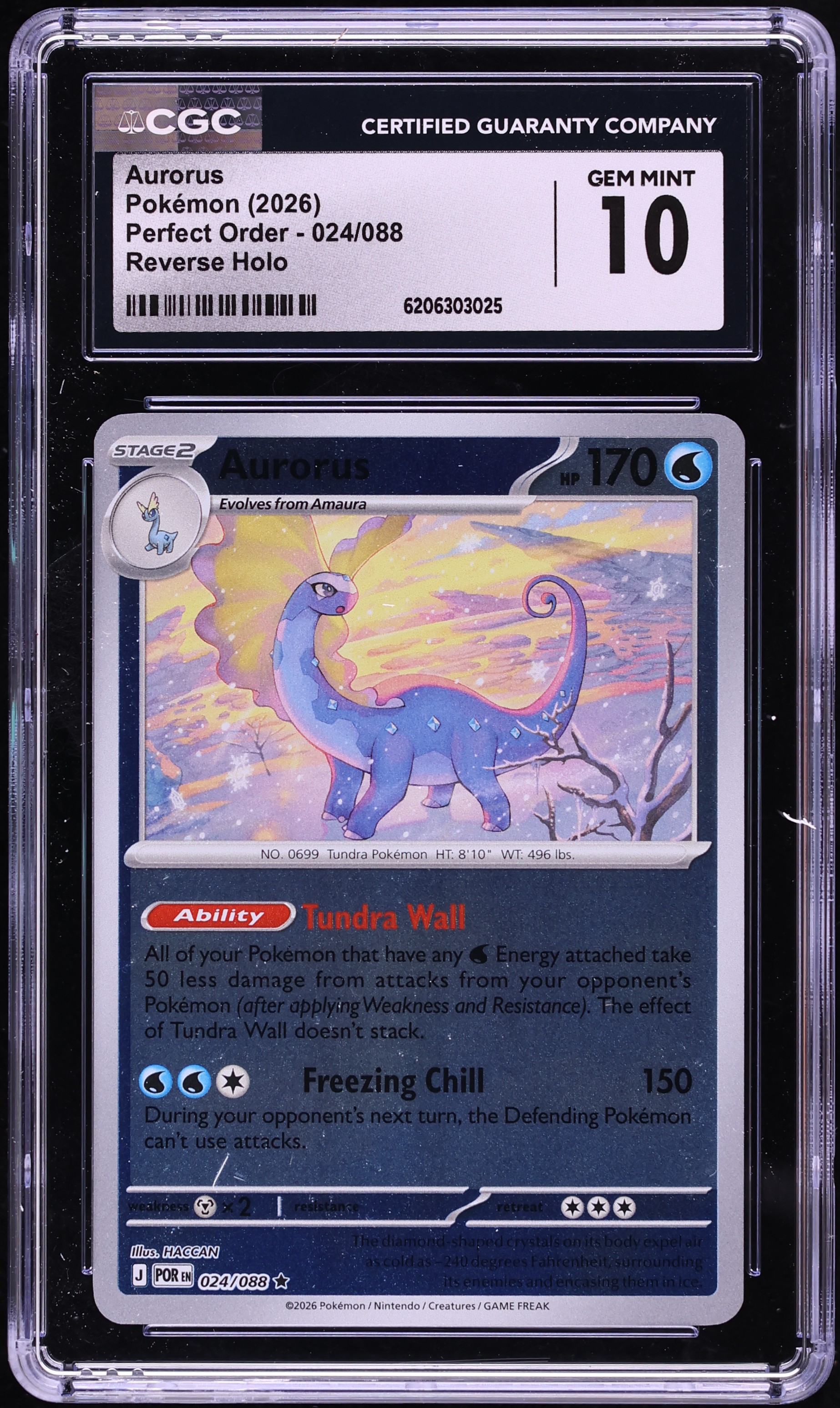 2026 Pokemon Mega Evolution Perfect Order Reverse Holo Aurorus #24 CGC 10 GEM MINT